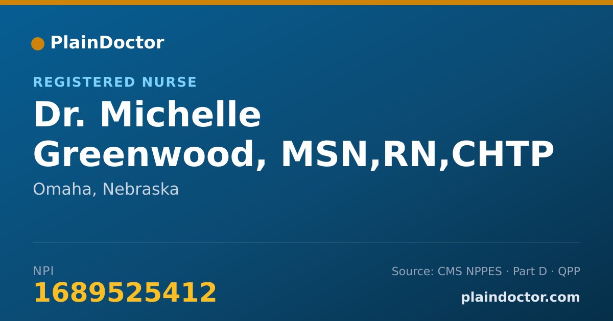 Shareable card for Michelle Greenwood, MSN,RN,CHTP - Registered Nurse, Omaha, NE