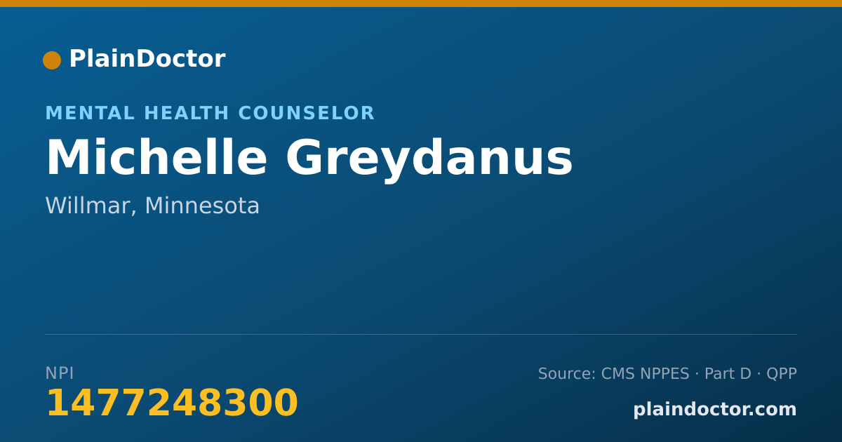 Shareable card for Michelle Greydanus - Mental Health Counselor, Willmar, MN