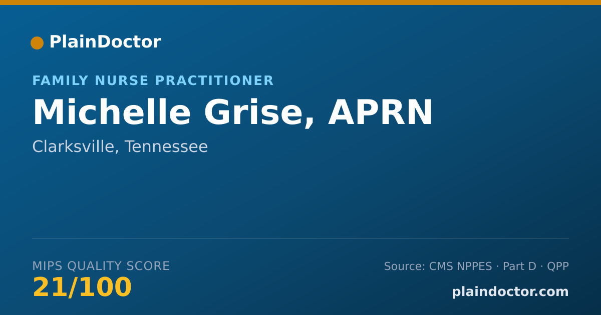 Shareable card for Michelle Grise, APRN - Family Nurse Practitioner, Clarksville, TN