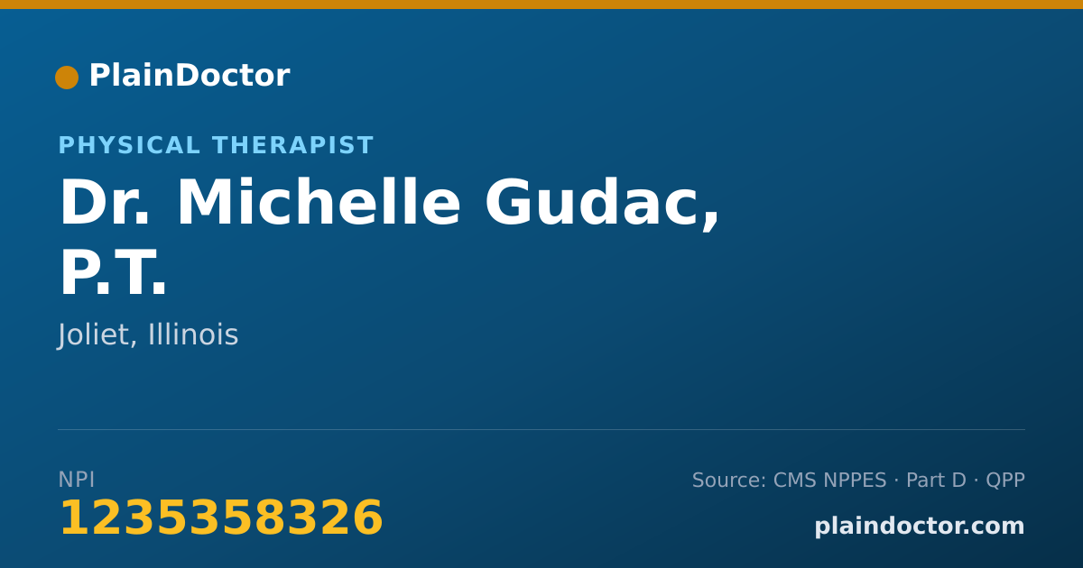 Shareable card for Michelle Gudac, P.T. - Physical Therapist, Joliet, IL