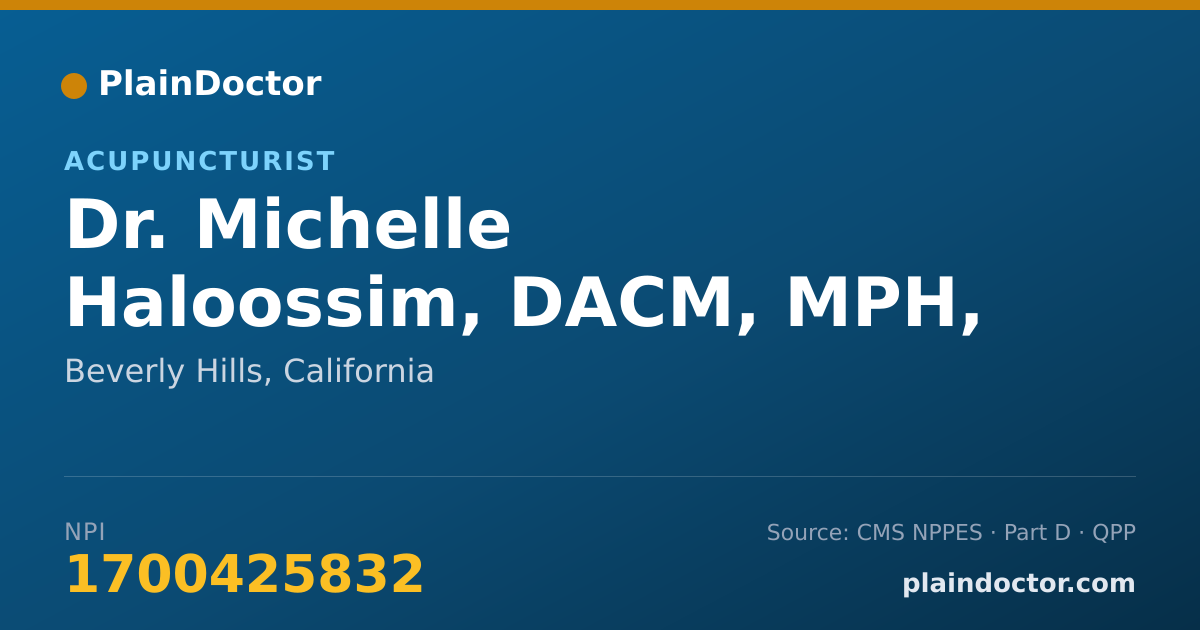Shareable card for Michelle Haloossim, DACM, MPH, LAC - Acupuncturist, Beverly Hills, CA