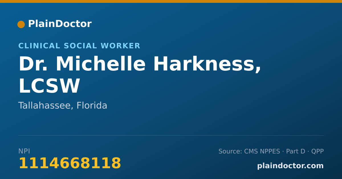 Shareable card for Michelle Harkness, LCSW - Clinical Social Worker, Tallahassee, FL