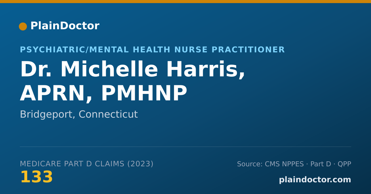 Shareable card for Michelle Harris, APRN, PMHNP - Psychiatric/Mental Health Nurse Practitioner, Bridgeport, CT