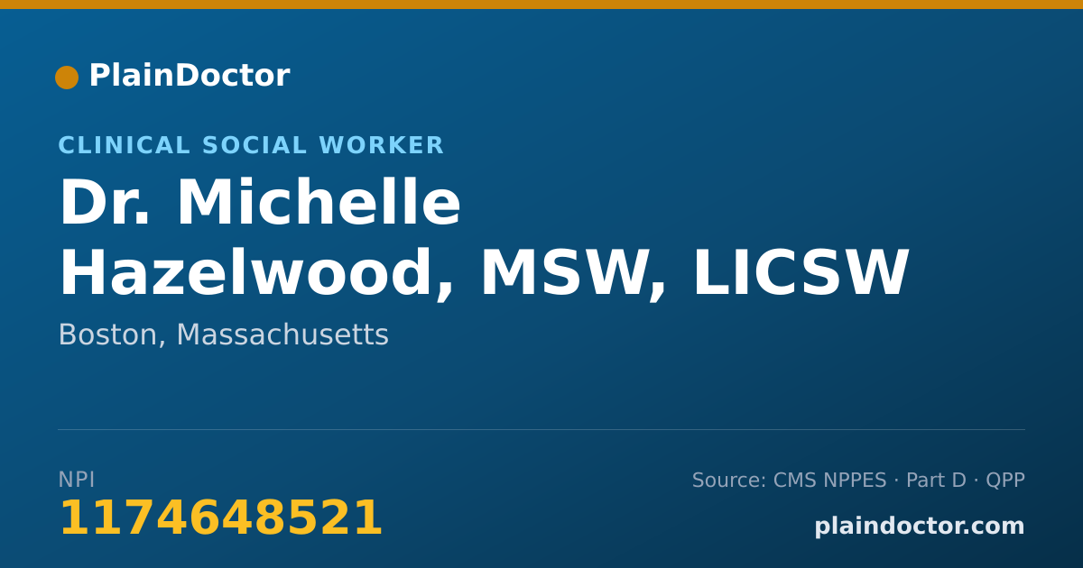 Shareable card for Michelle Hazelwood, MSW, LICSW - Clinical Social Worker, Boston, MA