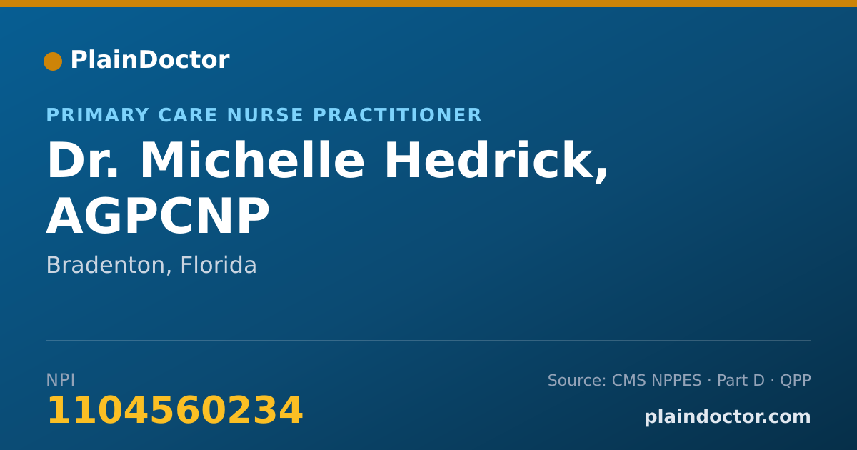 Shareable card for Michelle Hedrick, AGPCNP - Primary Care Nurse Practitioner, Bradenton, FL