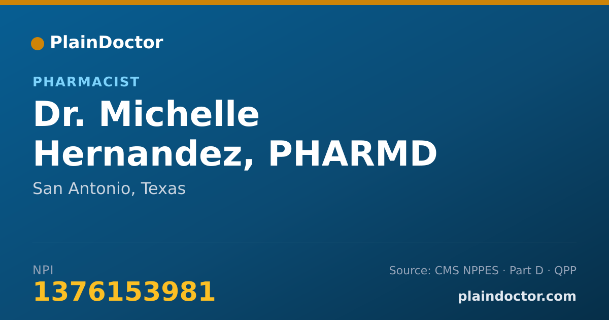 Shareable card for Michelle Hernandez, PHARMD - Pharmacist, San Antonio, TX
