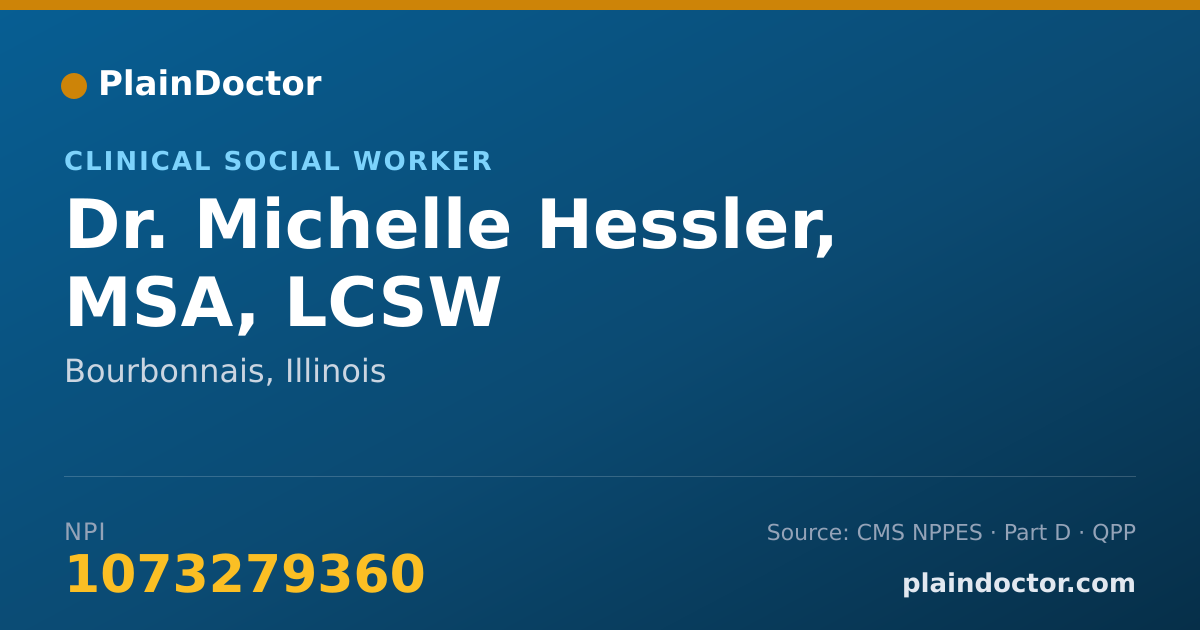 Shareable card for Michelle Hessler, MSA, LCSW - Clinical Social Worker, Bourbonnais, IL