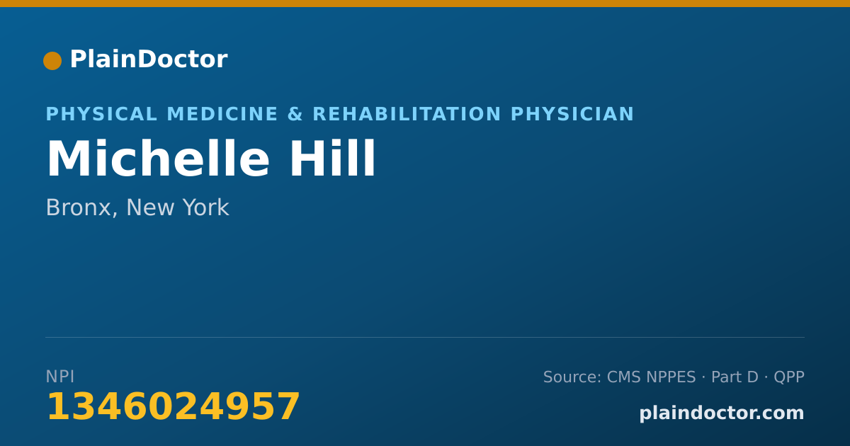 Shareable card for Michelle Hill - Physical Medicine & Rehabilitation Physician, Bronx, NY
