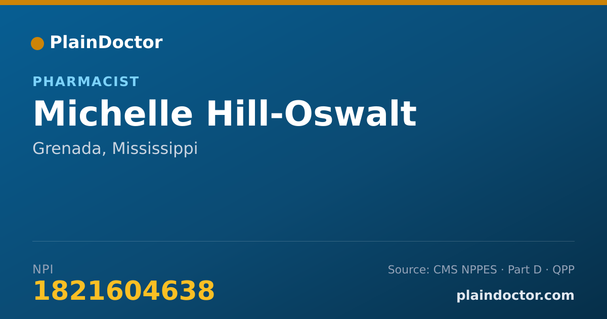 Shareable card for Michelle Hill-Oswalt - Pharmacist, Grenada, MS
