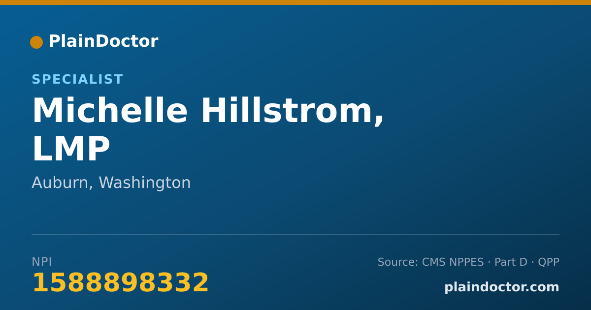 Shareable card for Michelle Hillstrom, LMP - Specialist, Auburn, WA