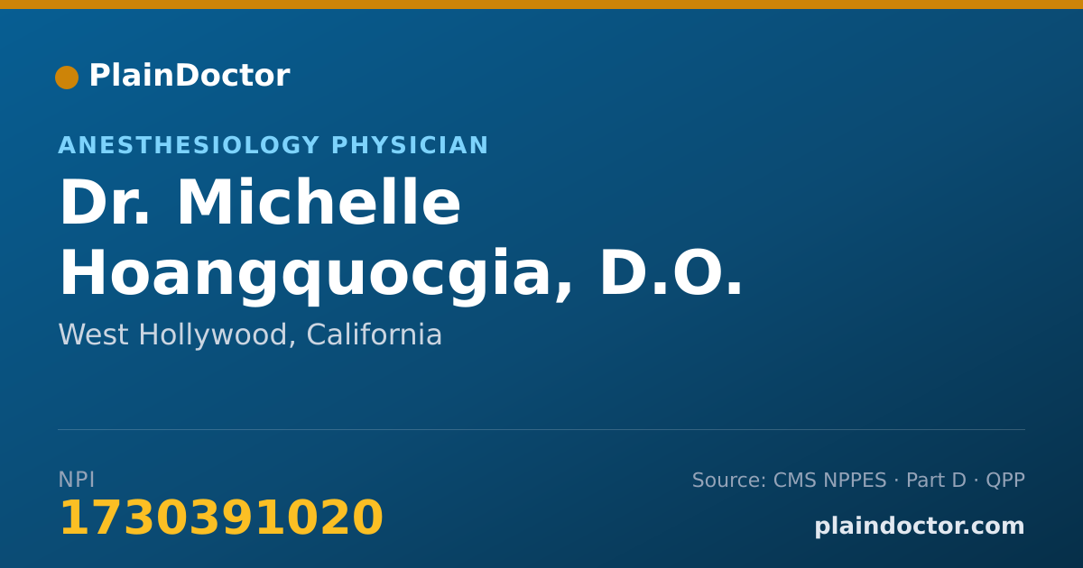 Shareable card for Michelle Hoangquocgia, D.O. - Anesthesiology Physician, West Hollywood, CA