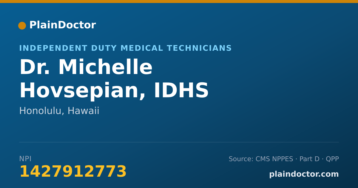 Shareable card for Michelle Hovsepian, IDHS - Independent Duty Medical Technicians, Honolulu, HI