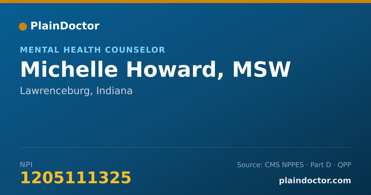 Shareable card for Michelle Howard, MSW - Mental Health Counselor, Lawrenceburg, IN