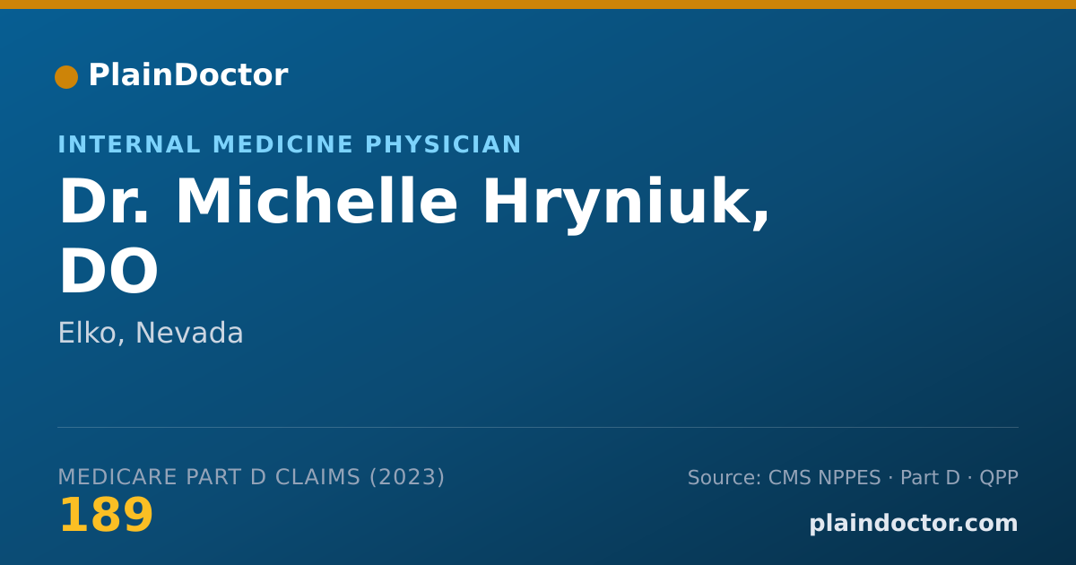 Shareable card for Michelle Hryniuk, DO - Internal Medicine Physician, Elko, NV