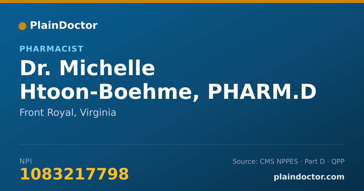 Shareable card for Michelle Htoon-Boehme, PHARM.D - Pharmacist, Front Royal, VA