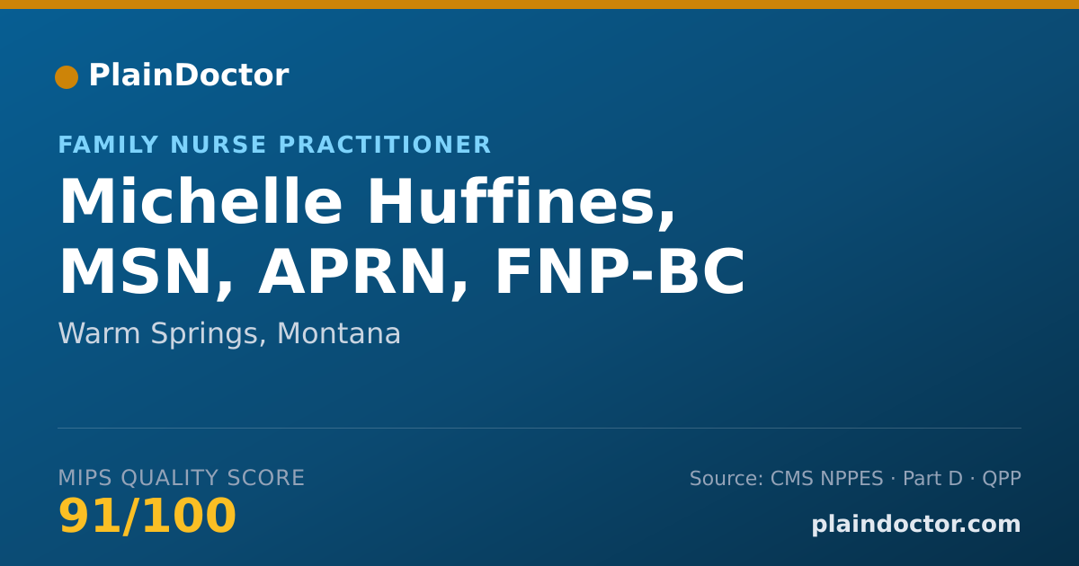 Shareable card for Michelle Huffines, MSN, APRN, FNP-BC - Family Nurse Practitioner, Warm Springs, MT