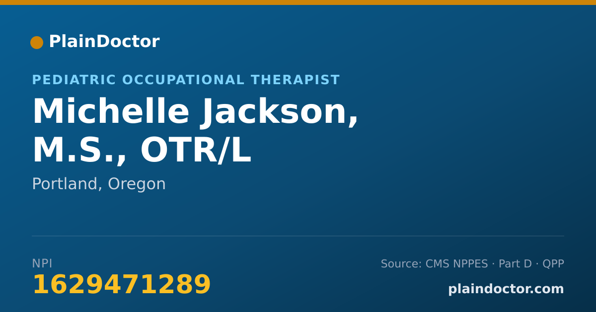 Shareable card for Michelle Jackson, M.S., OTR/L - Pediatric Occupational Therapist, Portland, OR