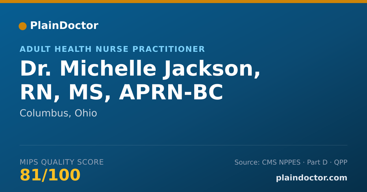 Shareable card for Michelle Jackson, RN, MS, APRN-BC - Adult Health Nurse Practitioner, Columbus, OH