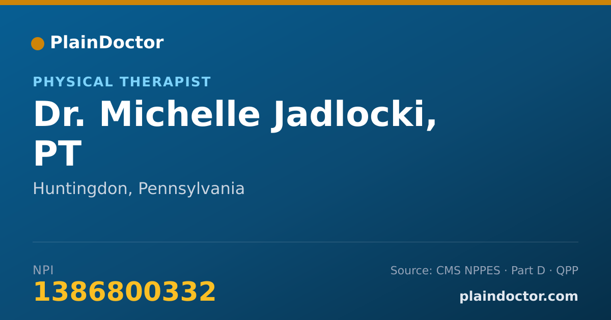Shareable card for Michelle Jadlocki, PT - Physical Therapist, Huntingdon, PA