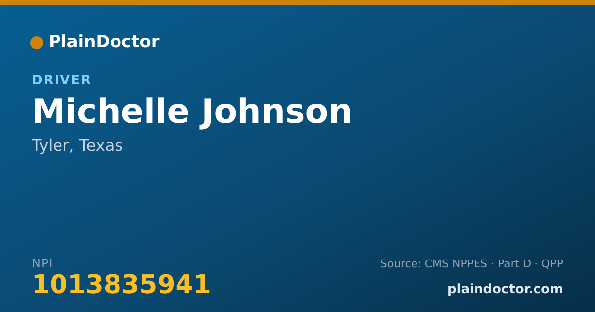Shareable card for Michelle Johnson - Driver, Tyler, TX