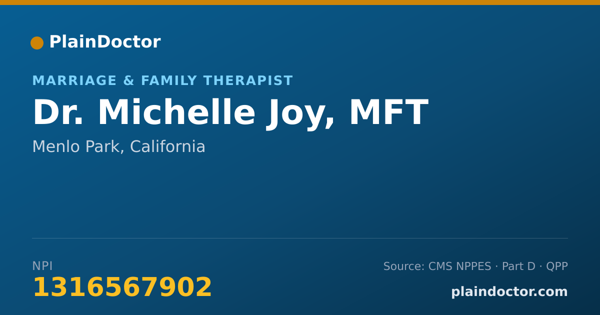 Shareable card for Michelle Joy, MFT - Marriage & Family Therapist, Menlo Park, CA