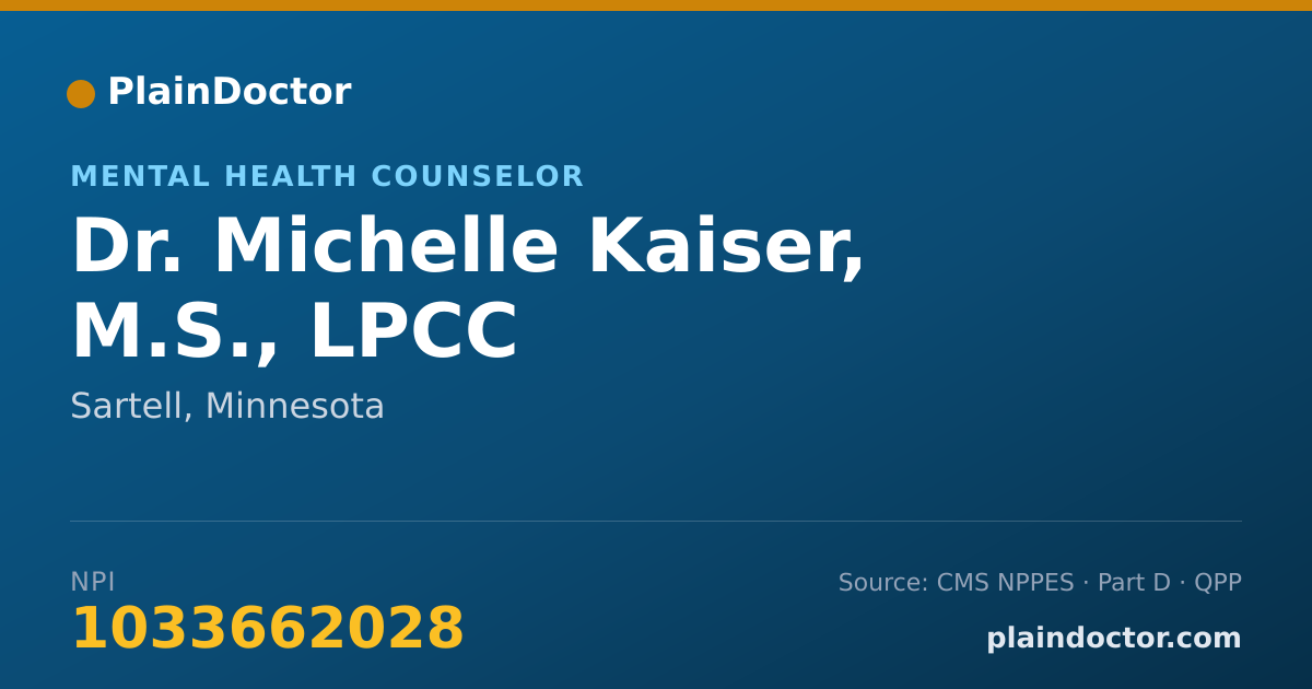Shareable card for Michelle Kaiser, M.S., LPCC - Mental Health Counselor, Sartell, MN