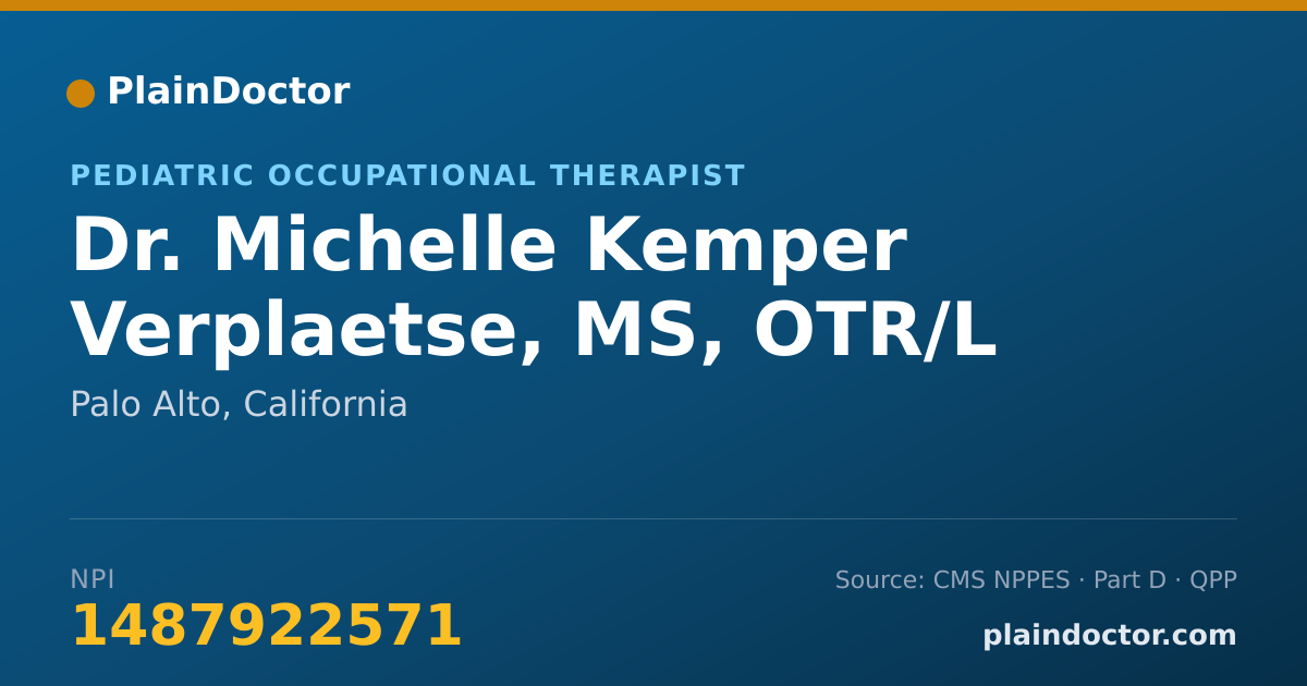 Shareable card for Michelle Kemper Verplaetse, MS, OTR/L - Pediatric Occupational Therapist, Palo Alto, CA