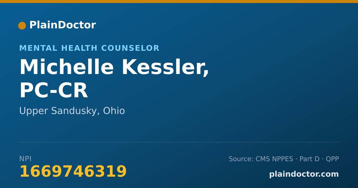 Shareable card for Michelle Kessler, PC-CR - Mental Health Counselor, Upper Sandusky, OH