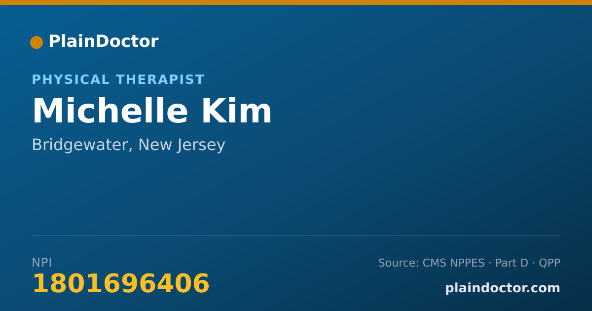 Shareable card for Michelle Kim - Physical Therapist, Bridgewater, NJ
