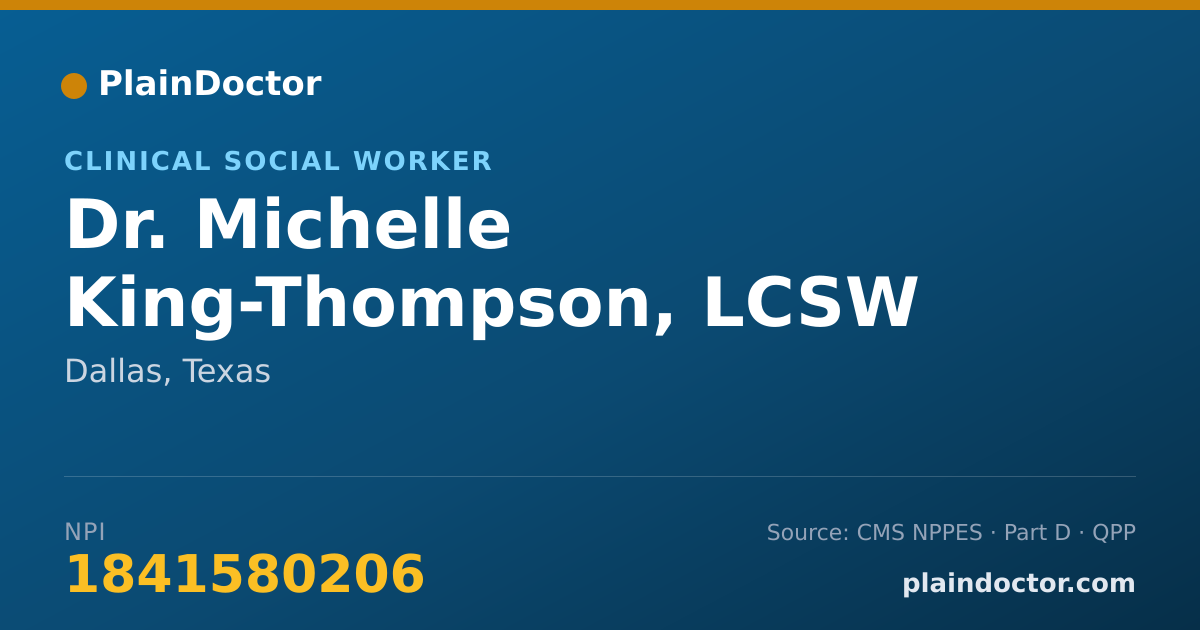 Shareable card for Michelle King-Thompson, LCSW - Clinical Social Worker, Dallas, TX