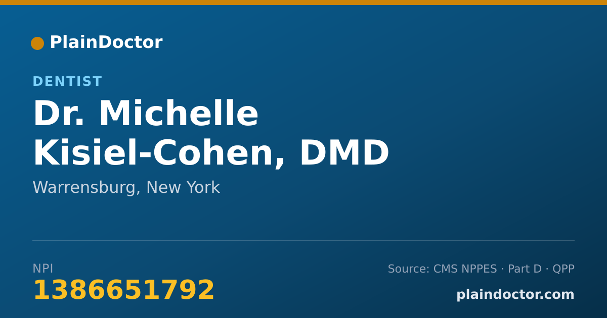 Shareable card for Michelle Kisiel-Cohen, DMD - Dentist, Warrensburg, NY