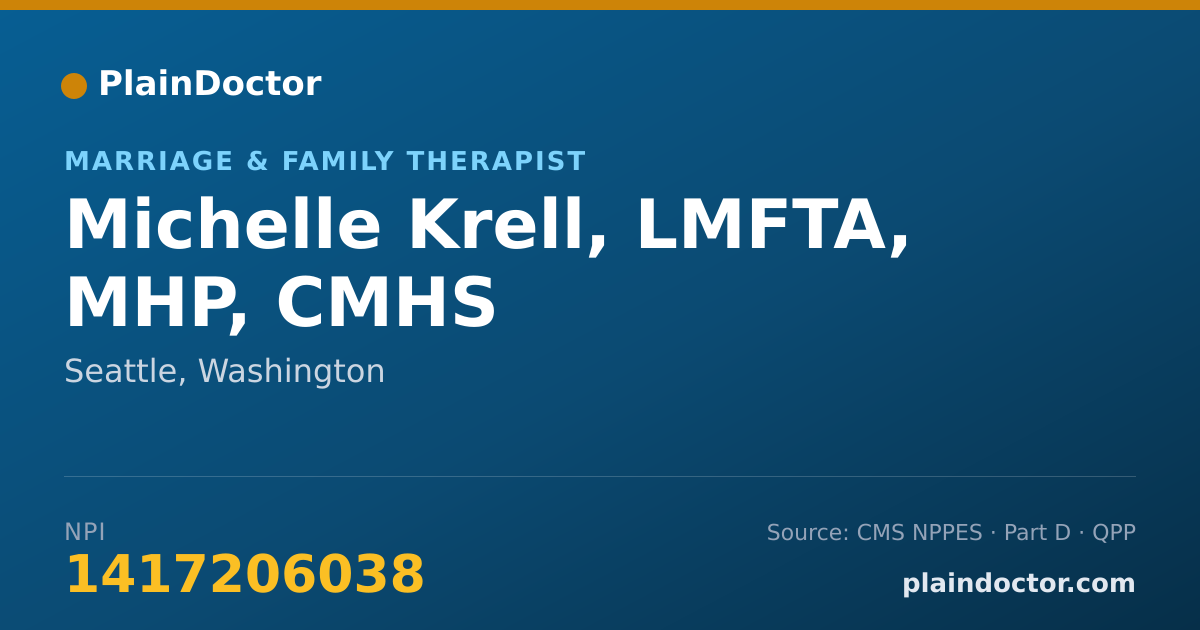 Shareable card for Michelle Krell, LMFTA, MHP, CMHS - Marriage & Family Therapist, Seattle, WA