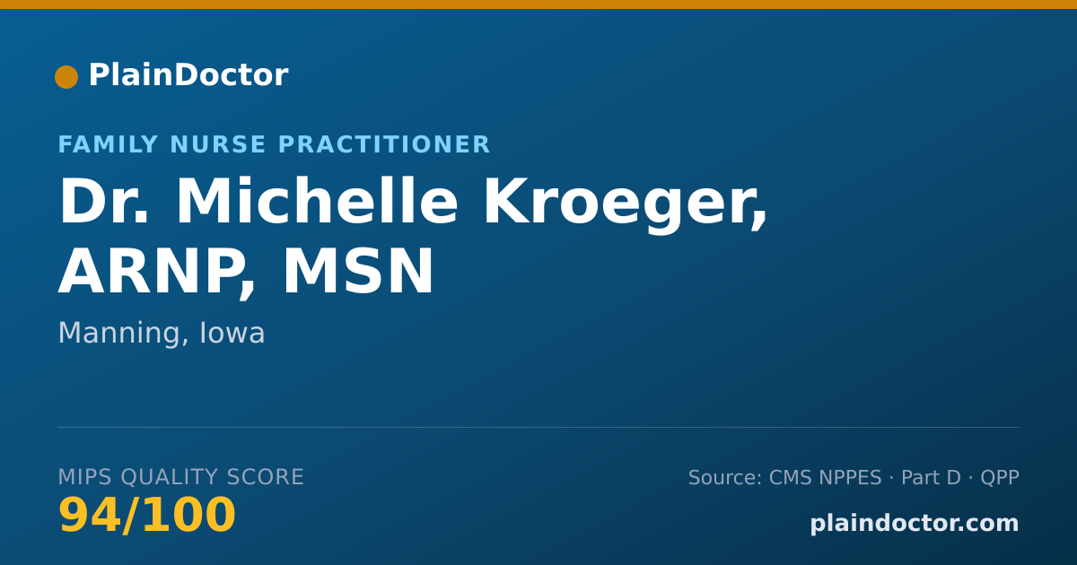 Shareable card for Michelle Kroeger, ARNP, MSN - Family Nurse Practitioner, Manning, IA