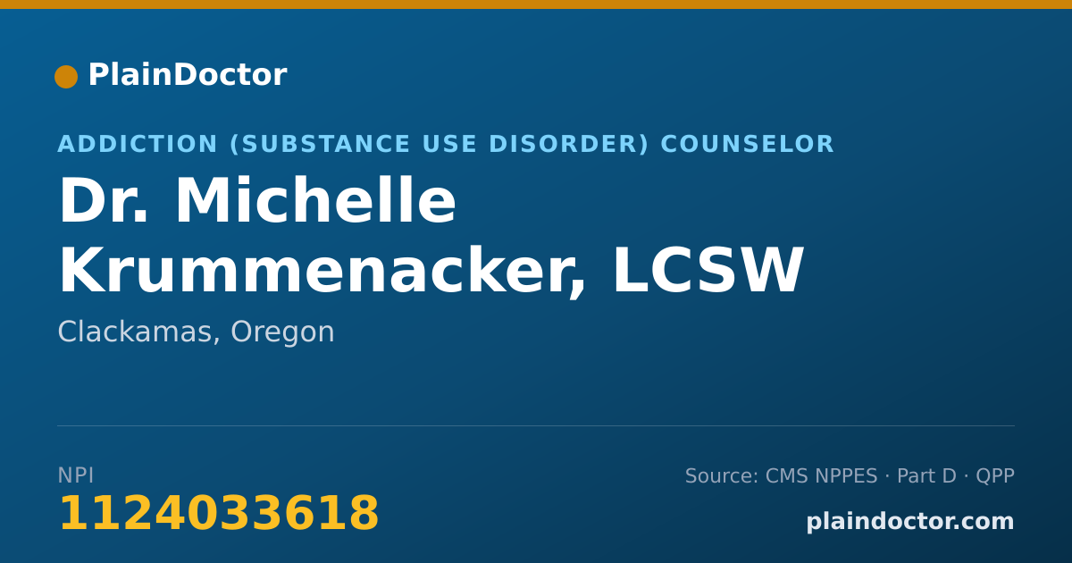 Shareable card for Michelle Krummenacker, LCSW - Addiction (Substance Use Disorder) Counselor, Clackamas, OR