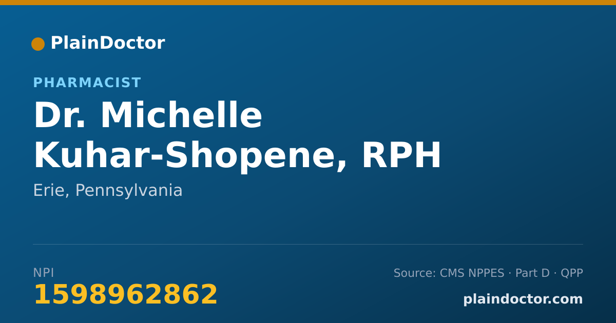 Shareable card for Michelle Kuhar-Shopene, RPH - Pharmacist, Erie, PA