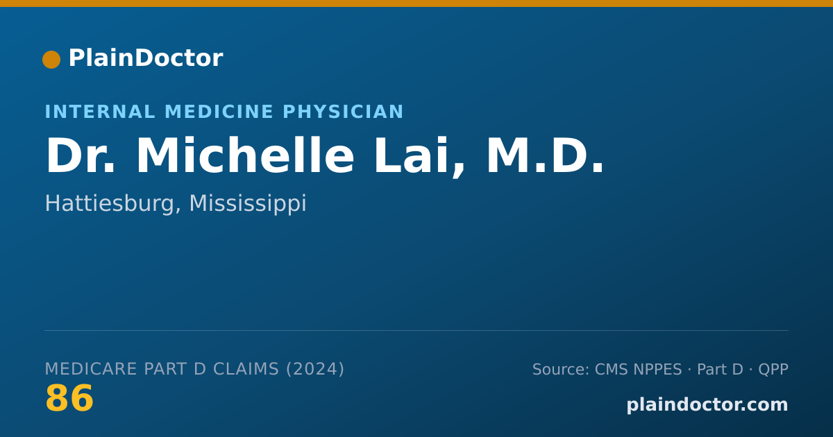Shareable card for Michelle Lai, M.D. - Internal Medicine Physician, Hattiesburg, MS