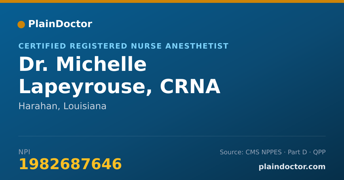 Shareable card for Michelle Lapeyrouse, CRNA - Certified Registered Nurse Anesthetist, Harahan, LA