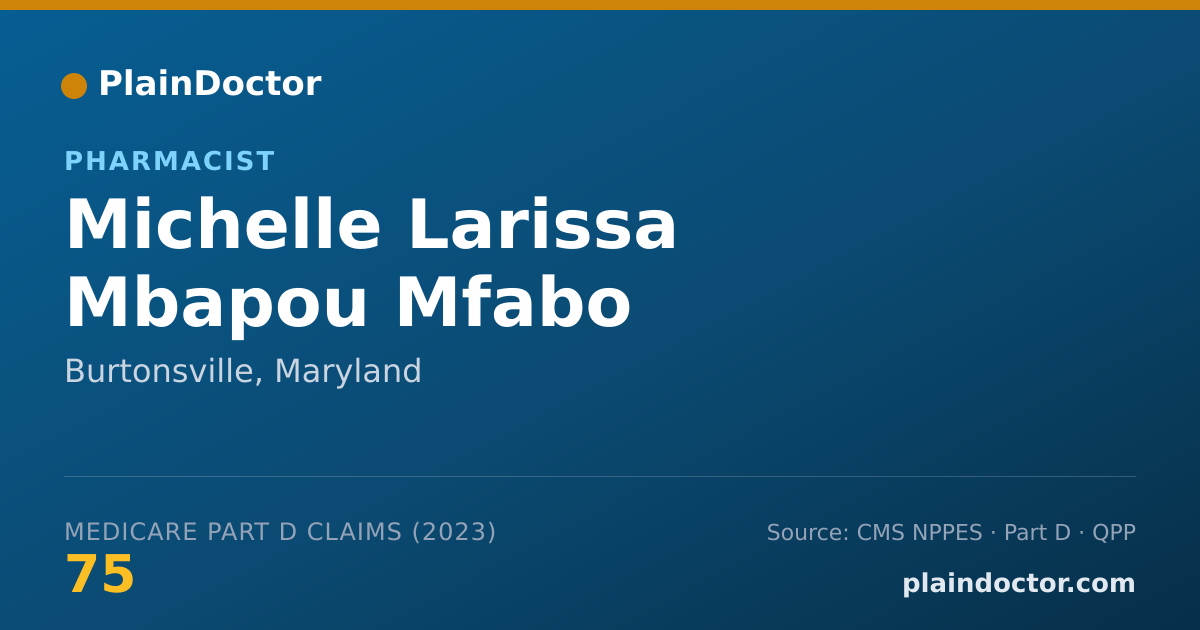 Shareable card for Michelle Larissa Mbapou Mfabo - Pharmacist, Burtonsville, MD