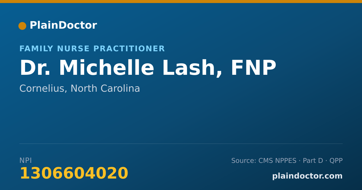 Shareable card for Michelle Lash, FNP - Family Nurse Practitioner, Cornelius, NC