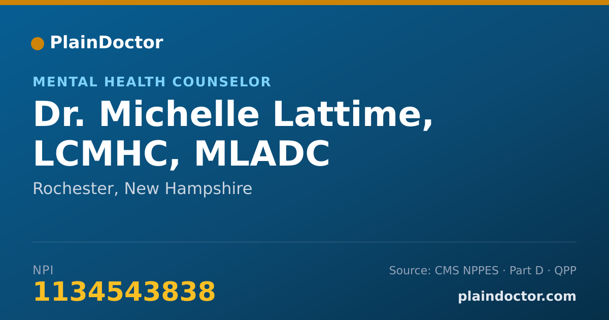 Shareable card for Michelle Lattime, LCMHC, MLADC - Mental Health Counselor, Rochester, NH
