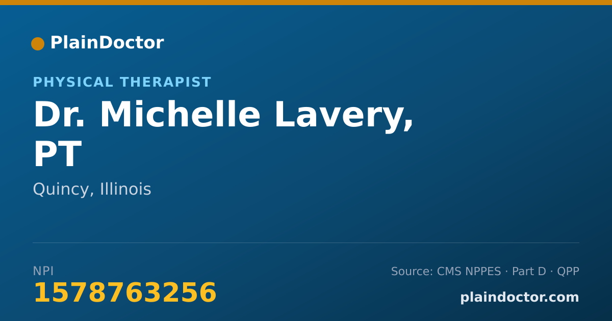 Shareable card for Michelle Lavery, PT - Physical Therapist, Quincy, IL