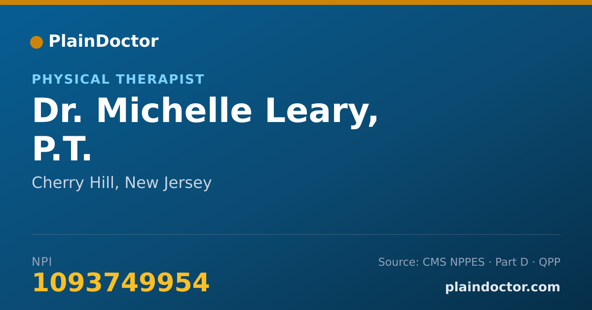 Shareable card for Michelle Leary, P.T. - Physical Therapist, Cherry Hill, NJ