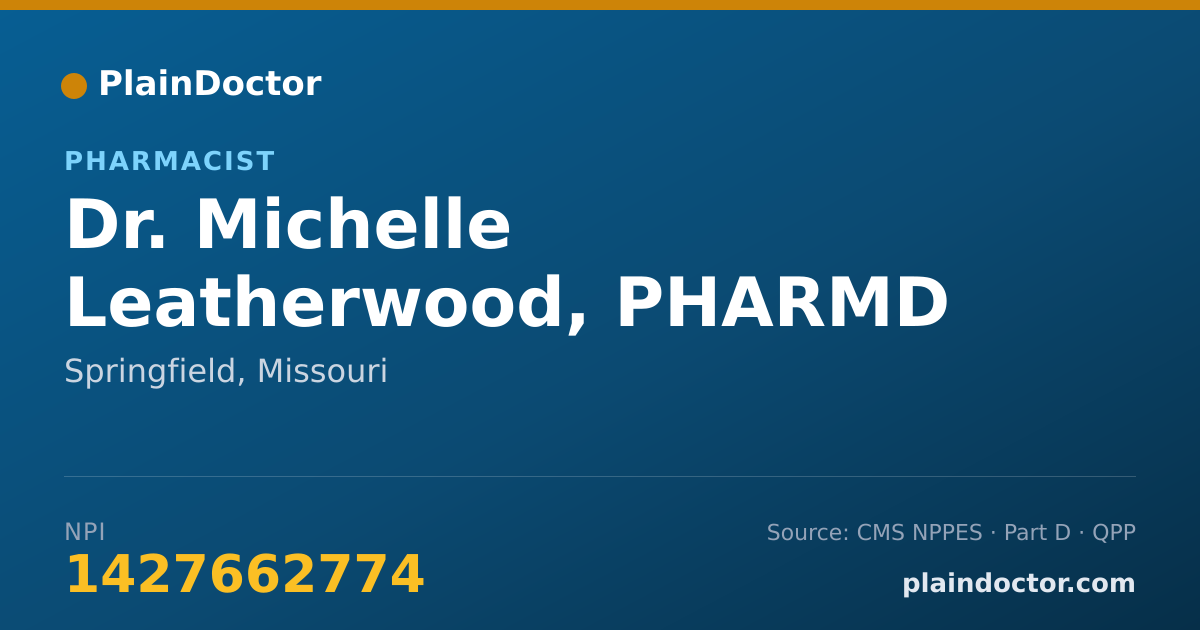 Shareable card for Michelle Leatherwood, PHARMD - Pharmacist, Springfield, MO