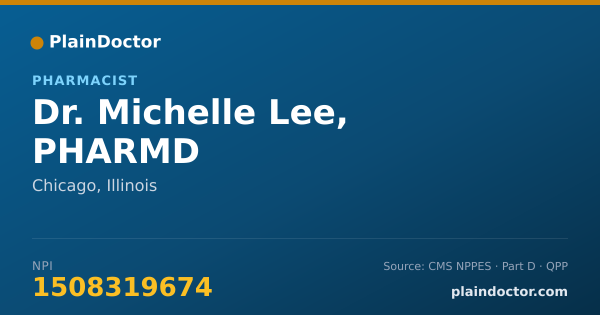 Shareable card for Michelle Lee, PHARMD - Pharmacist, Chicago, IL