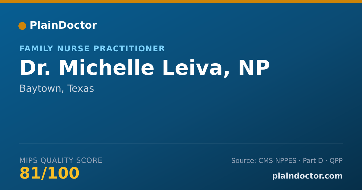 Shareable card for Michelle Leiva, NP - Family Nurse Practitioner, Baytown, TX