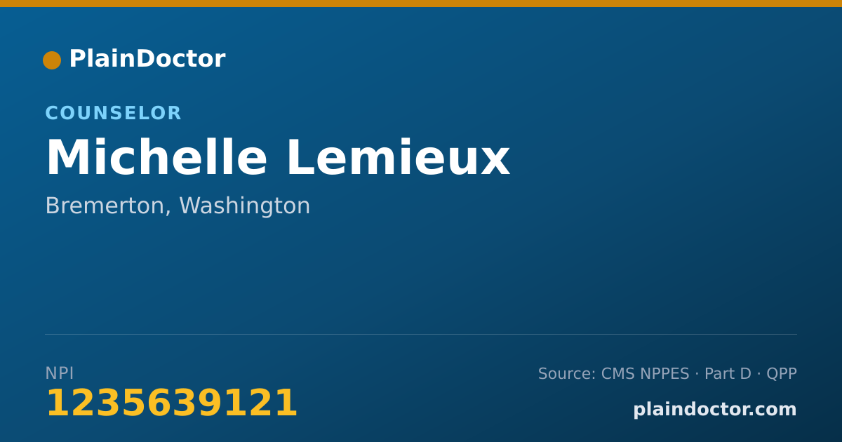 Shareable card for Michelle Lemieux - Counselor, Bremerton, WA