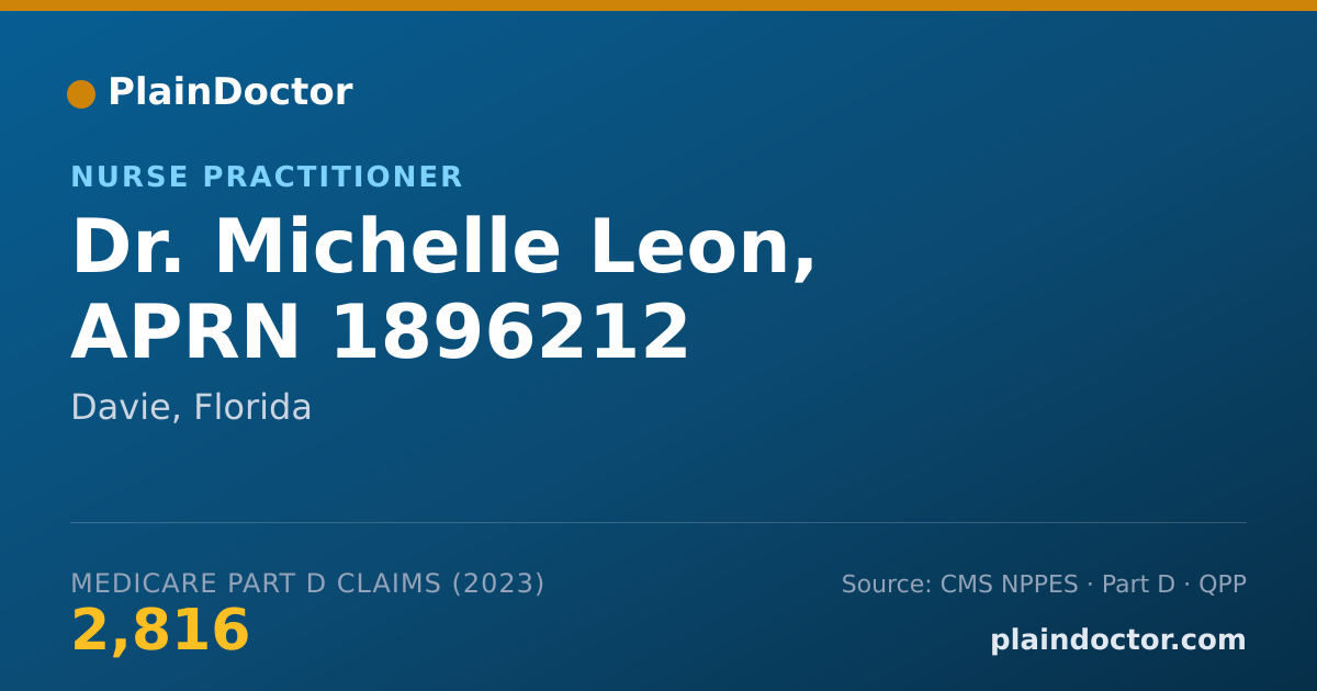 Shareable card for Michelle Leon, APRN 1896212 - Nurse Practitioner, Davie, FL