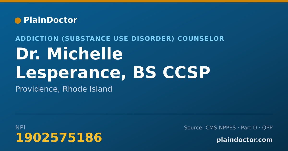 Shareable card for Michelle Lesperance, BS CCSP  LCDP - Addiction (Substance Use Disorder) Counselor, Providence, RI