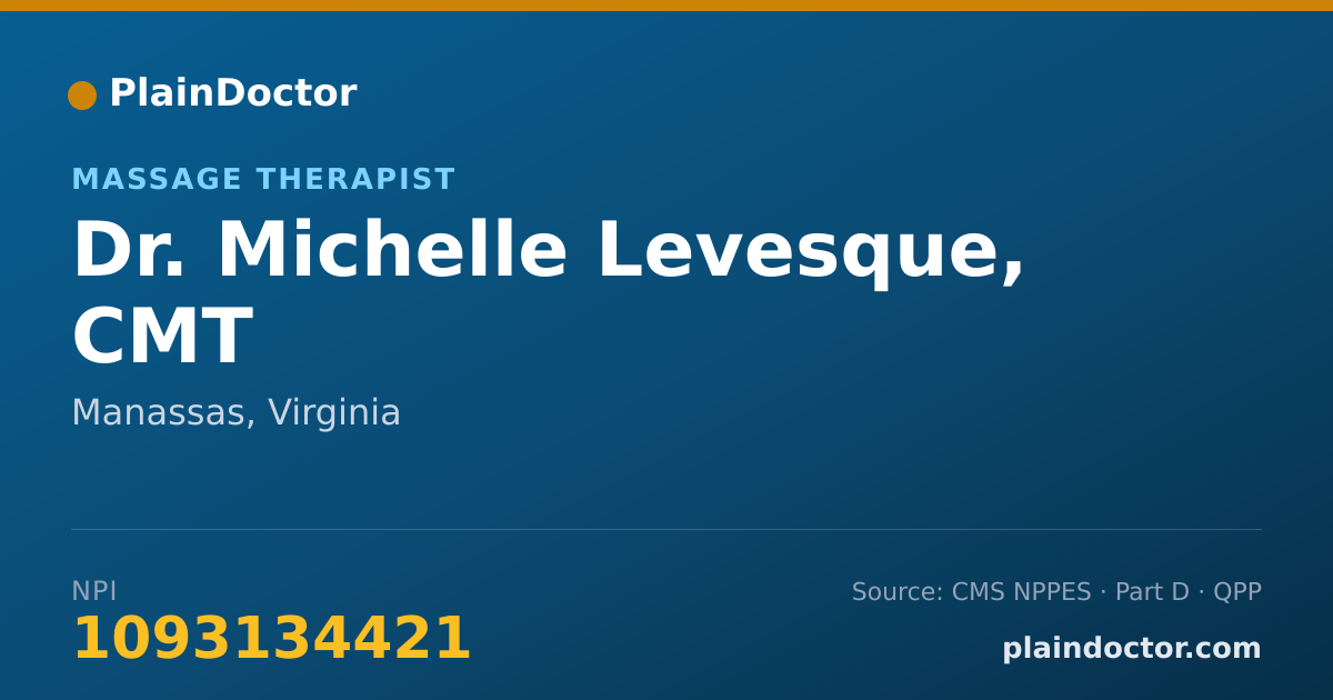 Shareable card for Michelle Levesque, CMT - Massage Therapist, Manassas, VA