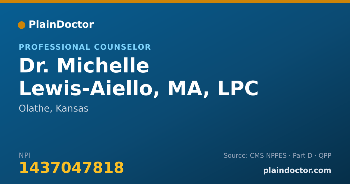 Shareable card for Michelle Lewis-Aiello, MA, LPC - Professional Counselor, Olathe, KS